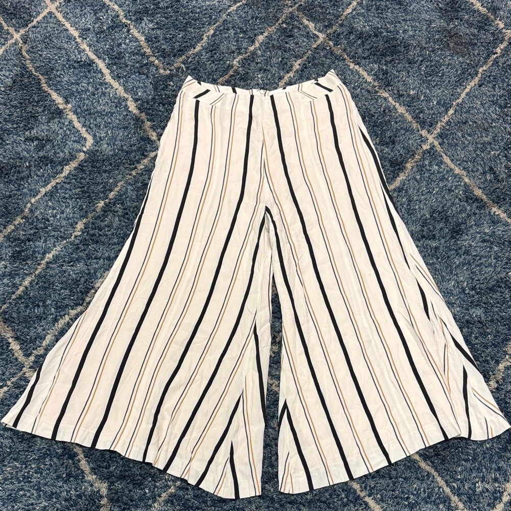 Anthropologie ETT:TWA women’s Manon Striped flared Wide-Leg Pants size 12